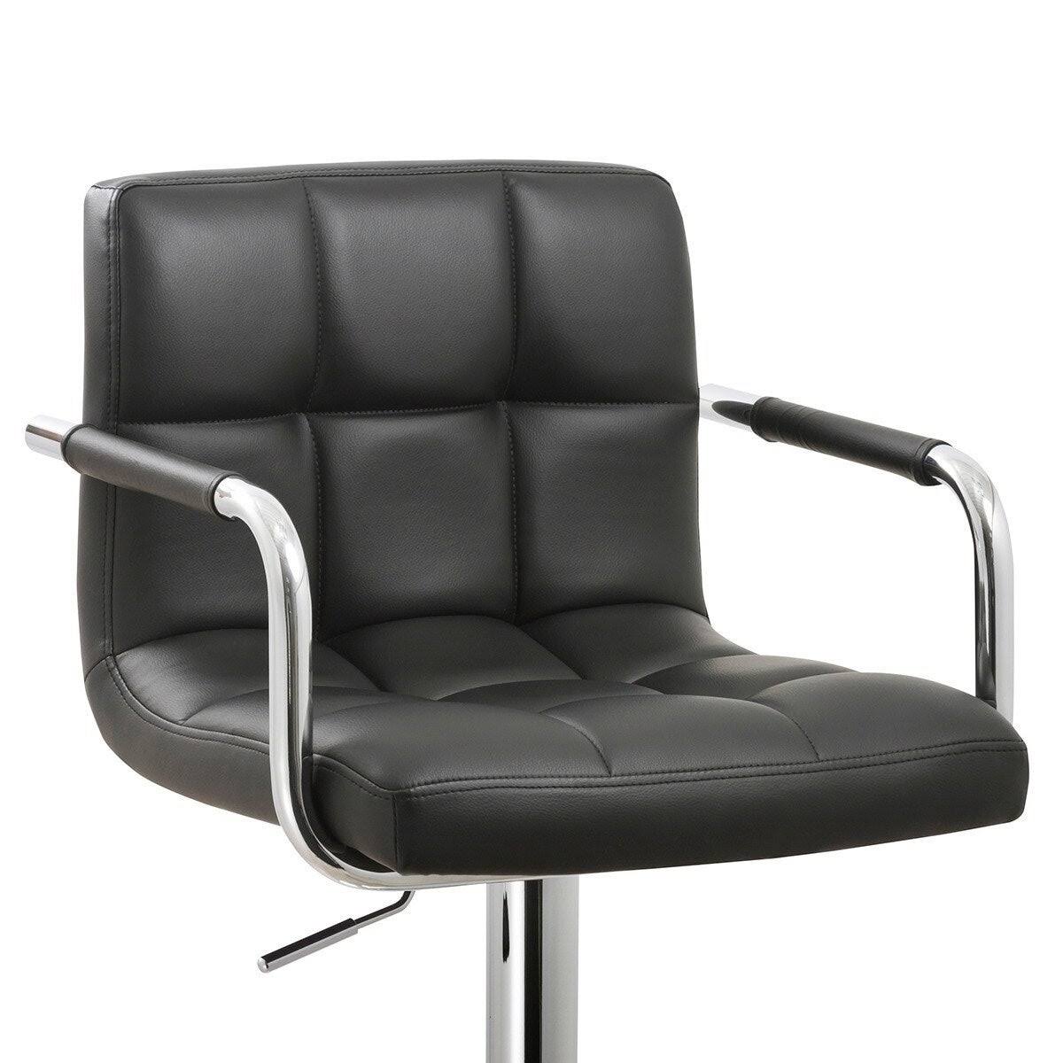 Black Faux Leather Swivel Barstools Set of 3 U288
