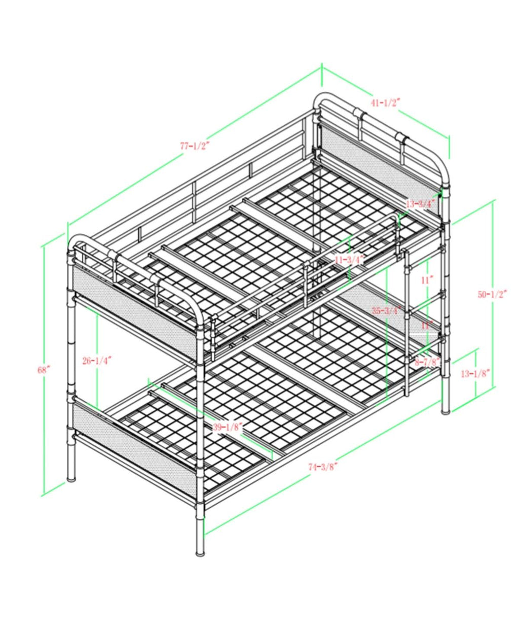 Twin Over Twin Metal Wood Bunk Bed P246502