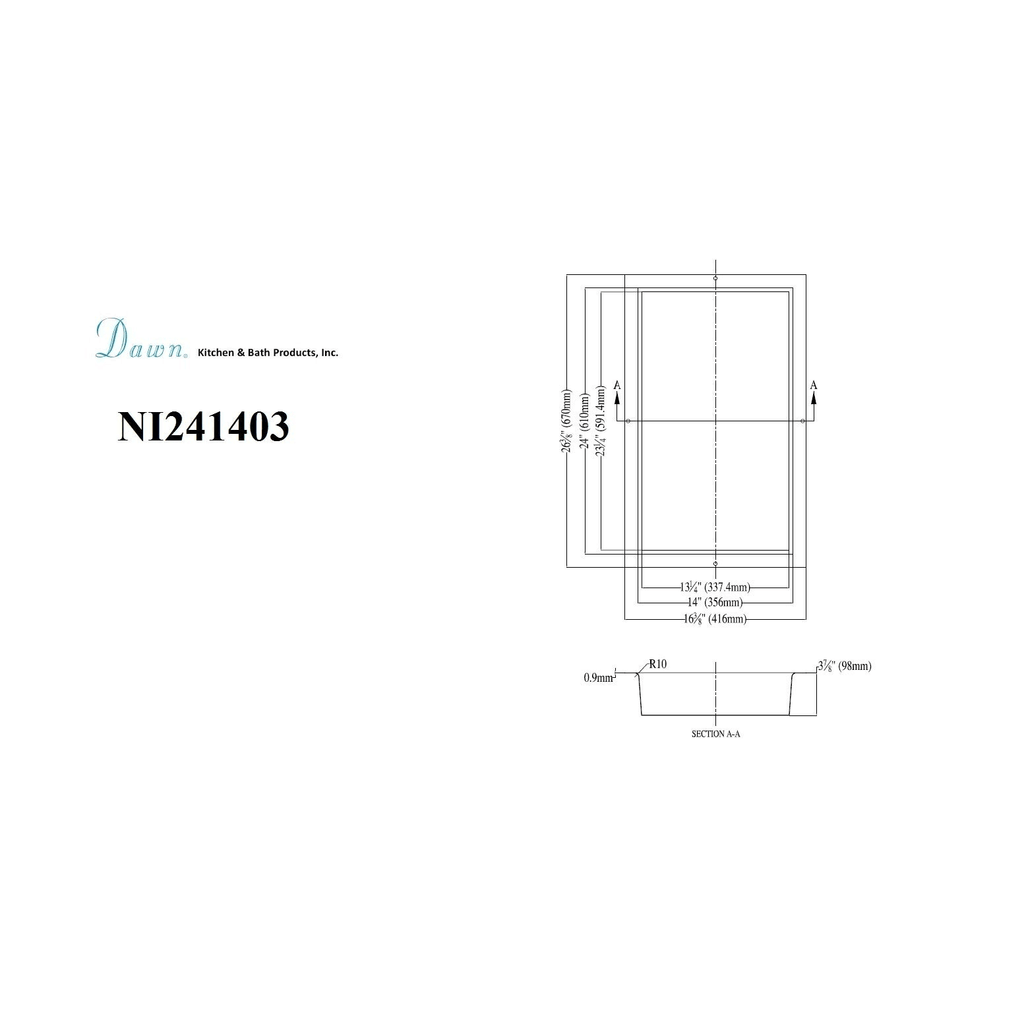 Shower Niche with Stainless Steel Support Plate T1963