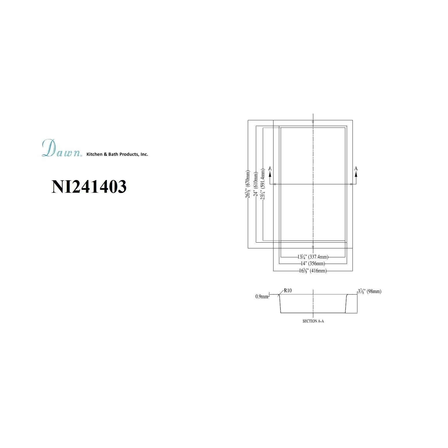 Shower Niche with Stainless Steel Support Plate T1963