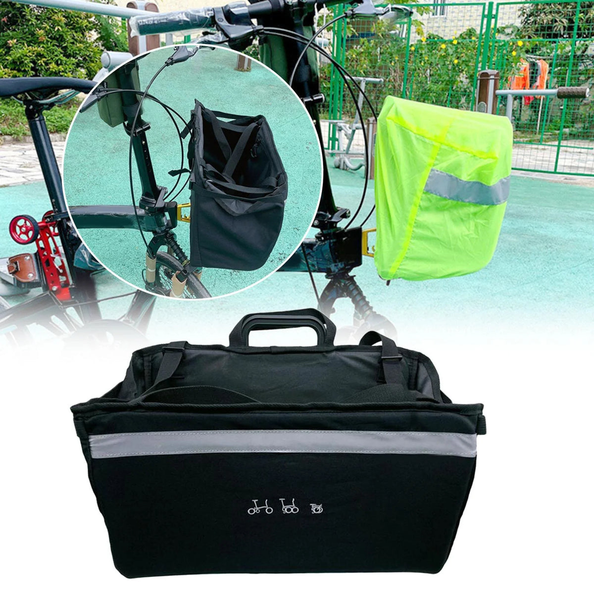 Folding Bike Basket with Rain Cover C323939