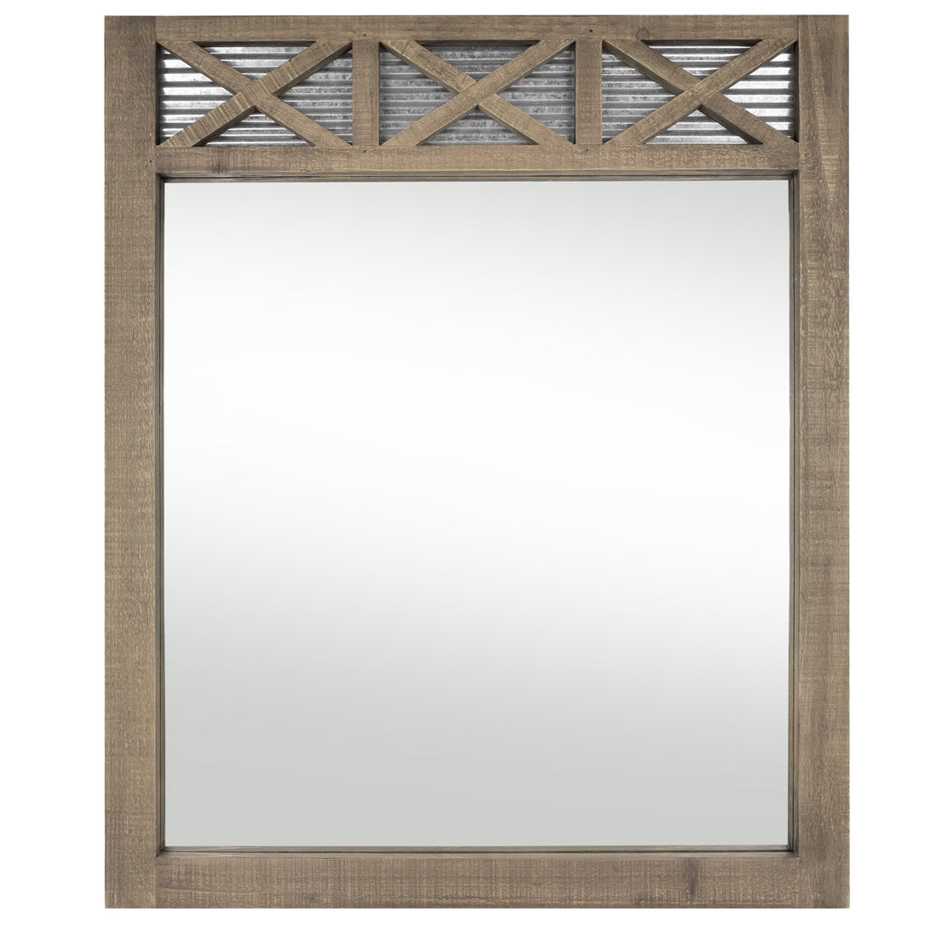 Rustic Farmhouse Mirror with Galvanized Metal – 28" x 34" Q44860