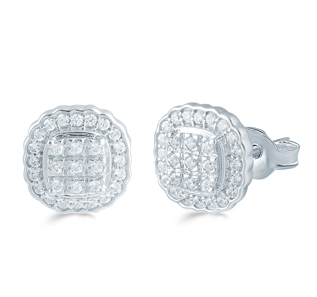Cluster Diamond Earrings in Sterling Silver X564629