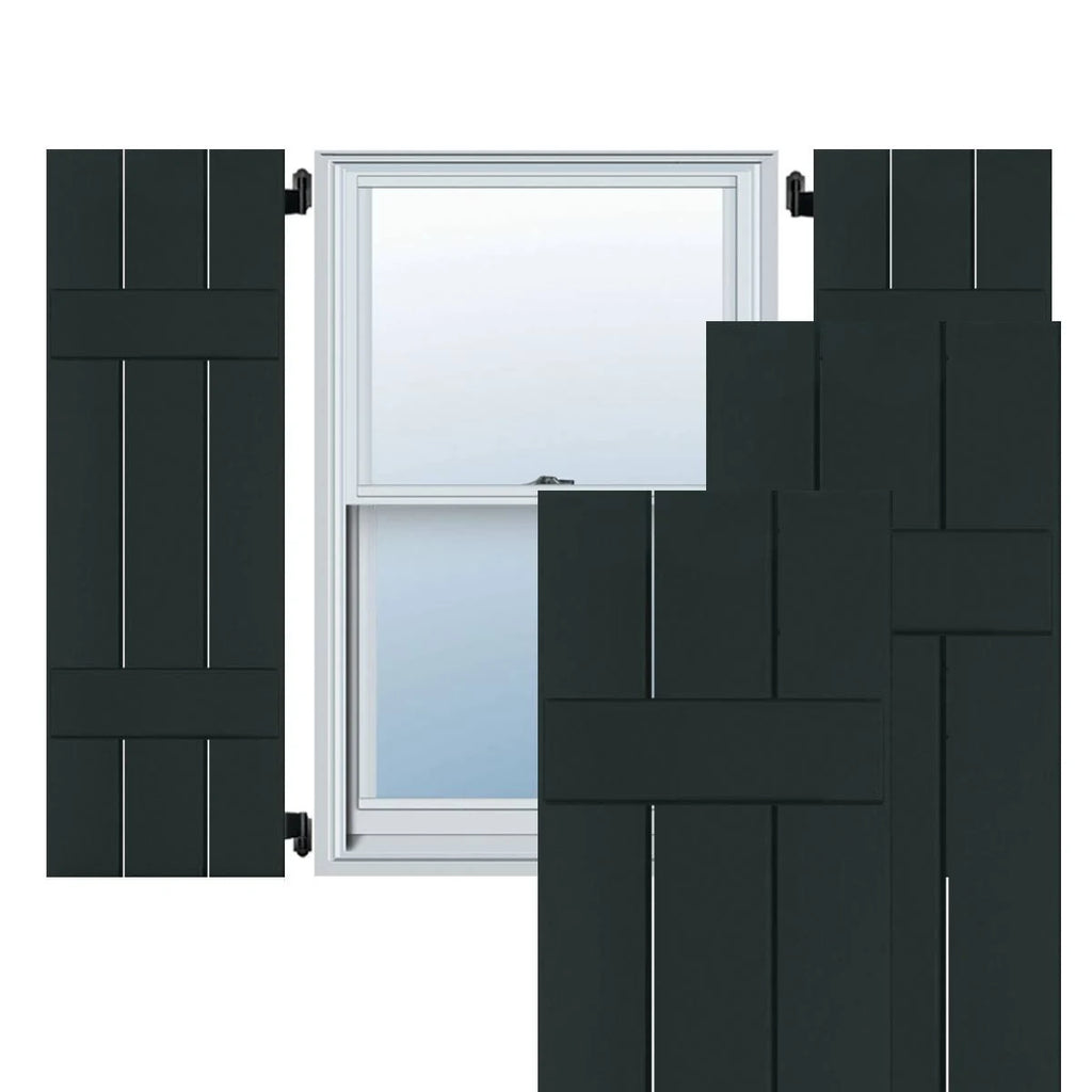 Dark Green Real Wood Pine Board and Batten Shutters Pair V6320