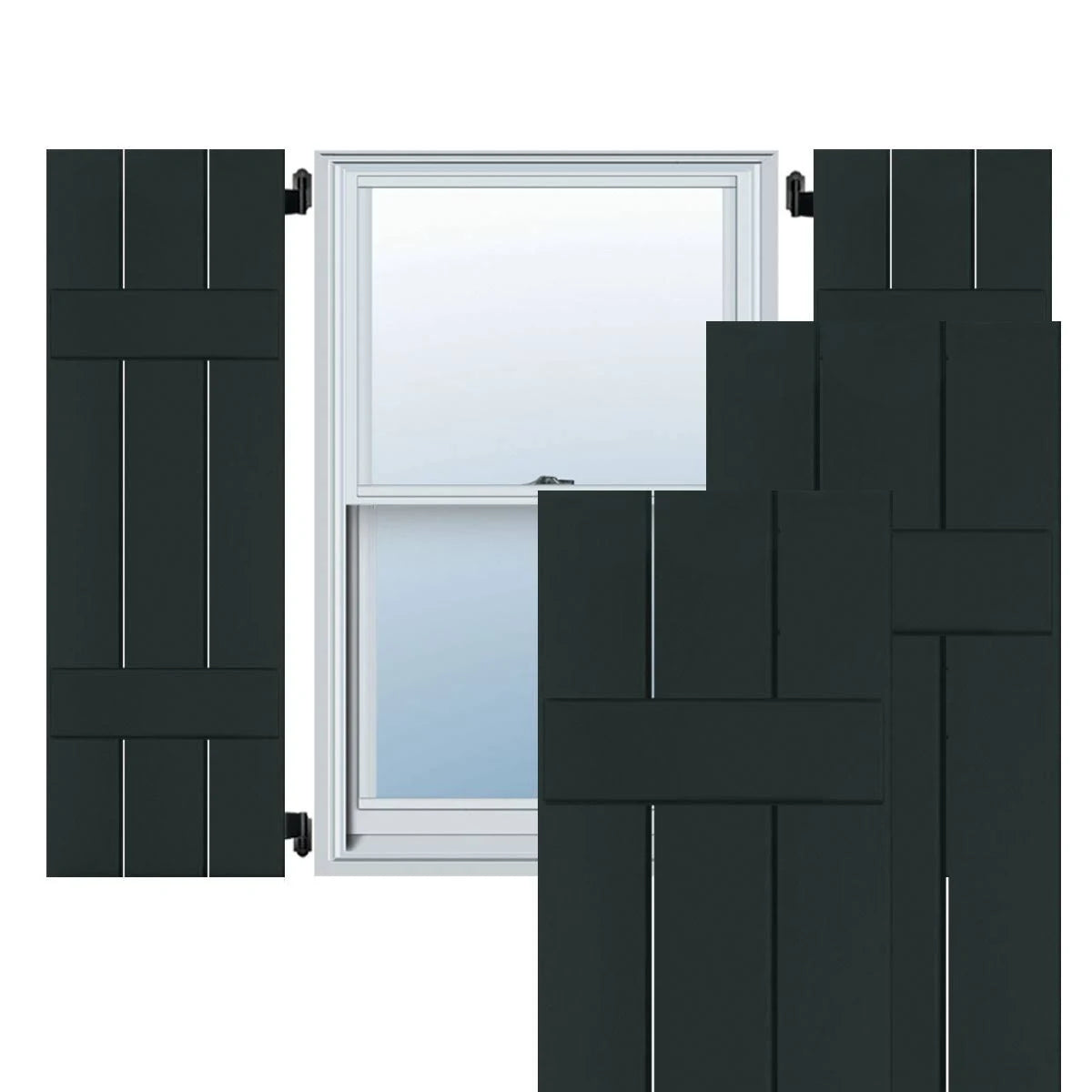 Dark Green Real Wood Pine Board and Batten Shutters Pair V6320