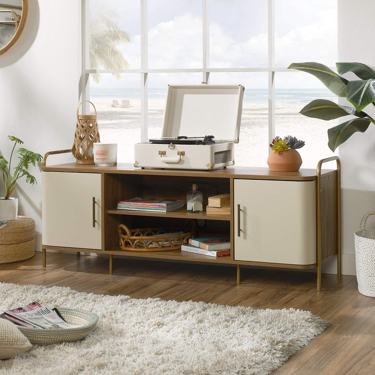 Sindoori Mango Finish Entertainment Credenza D665