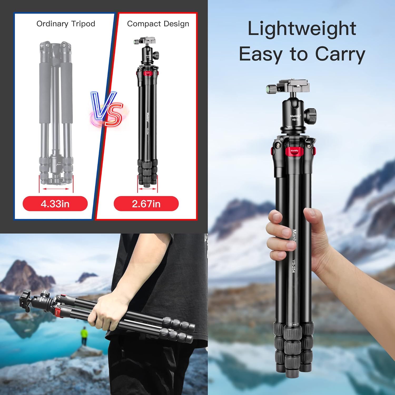 63 Aluminum DSLR Camera Tripod Monopod Kit with Panoramic Ball Head L32940