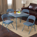 5 Piece Double Padded Card Table Set, Cadet Blue P19262