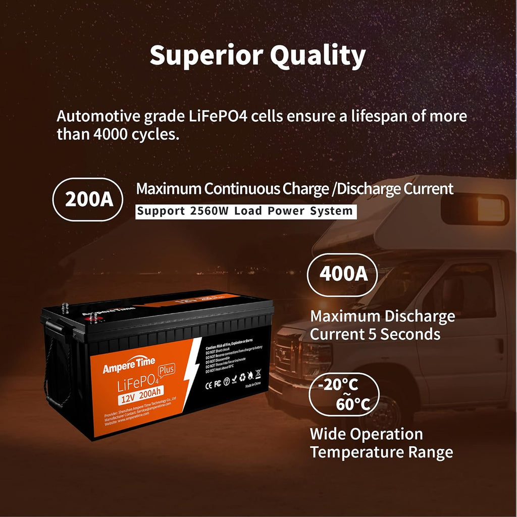 12V 200Ah Plus Lithium LiFePO4 Battery with 200A BMS S23814
