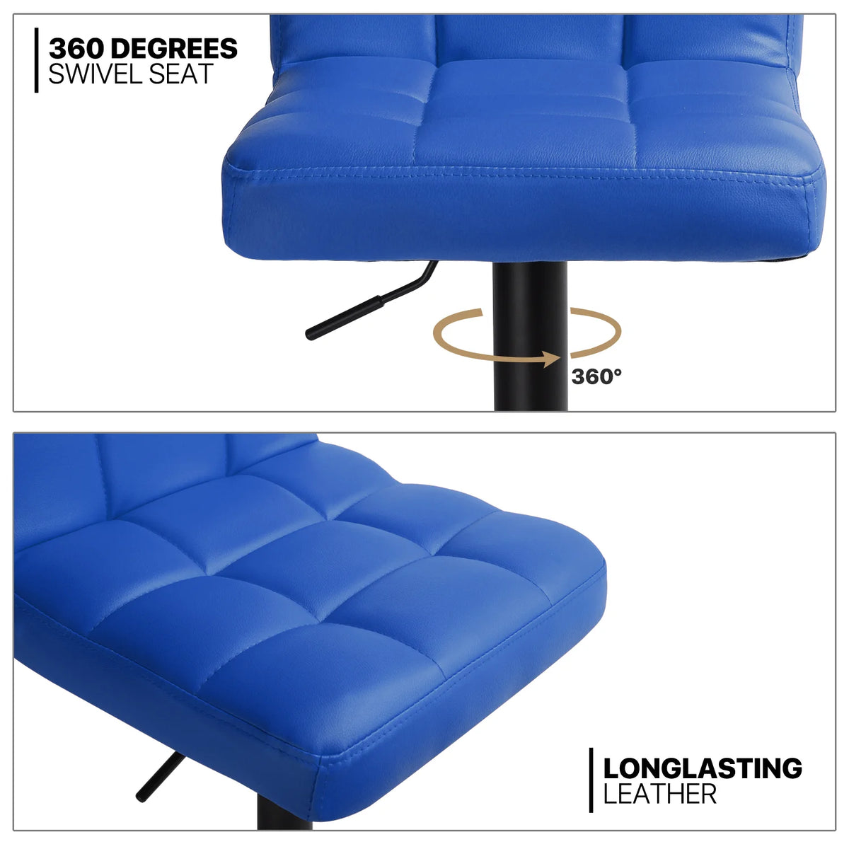 Blue/Black 3 Piece Bar Table and PU Leather Bar Stools A126442