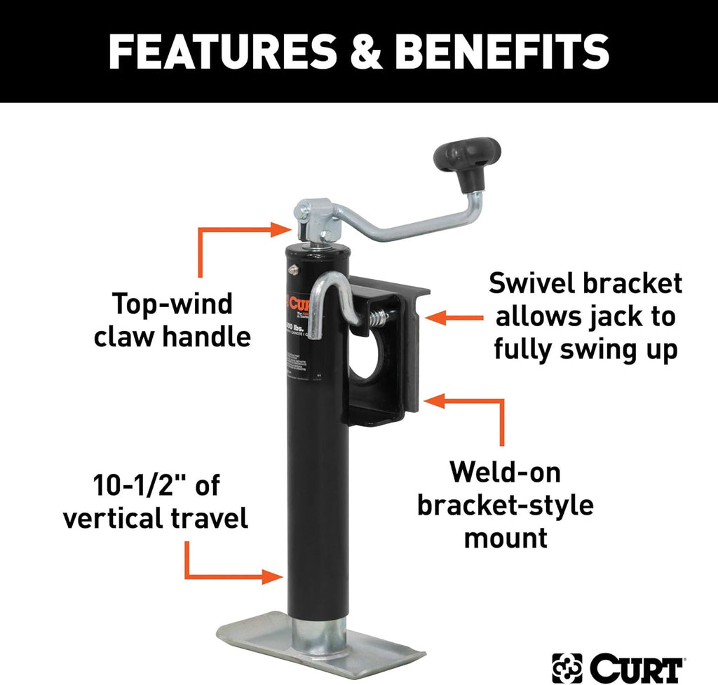 Swivel Trailer Jack, 2,000 lbs., 10-1/2 Inches Vertical Travel, Pack of 2 F438802