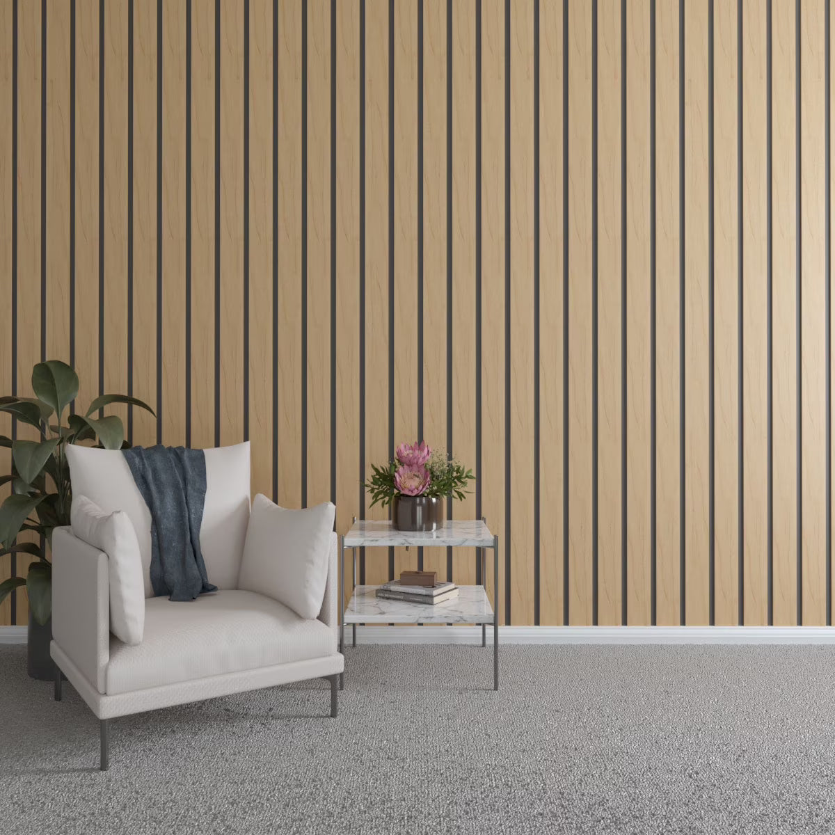 Adjustable Wood Slat Wall Panel Kit, Maple, 11 Slats U960304