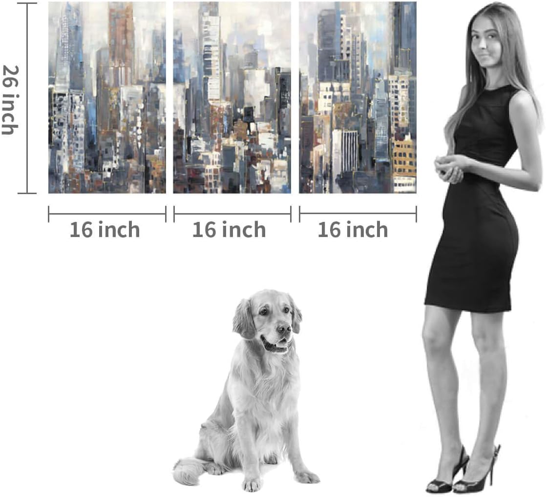 Abstract City Picture Wall Art on Wrapped Canvas, 3 Panels M1116