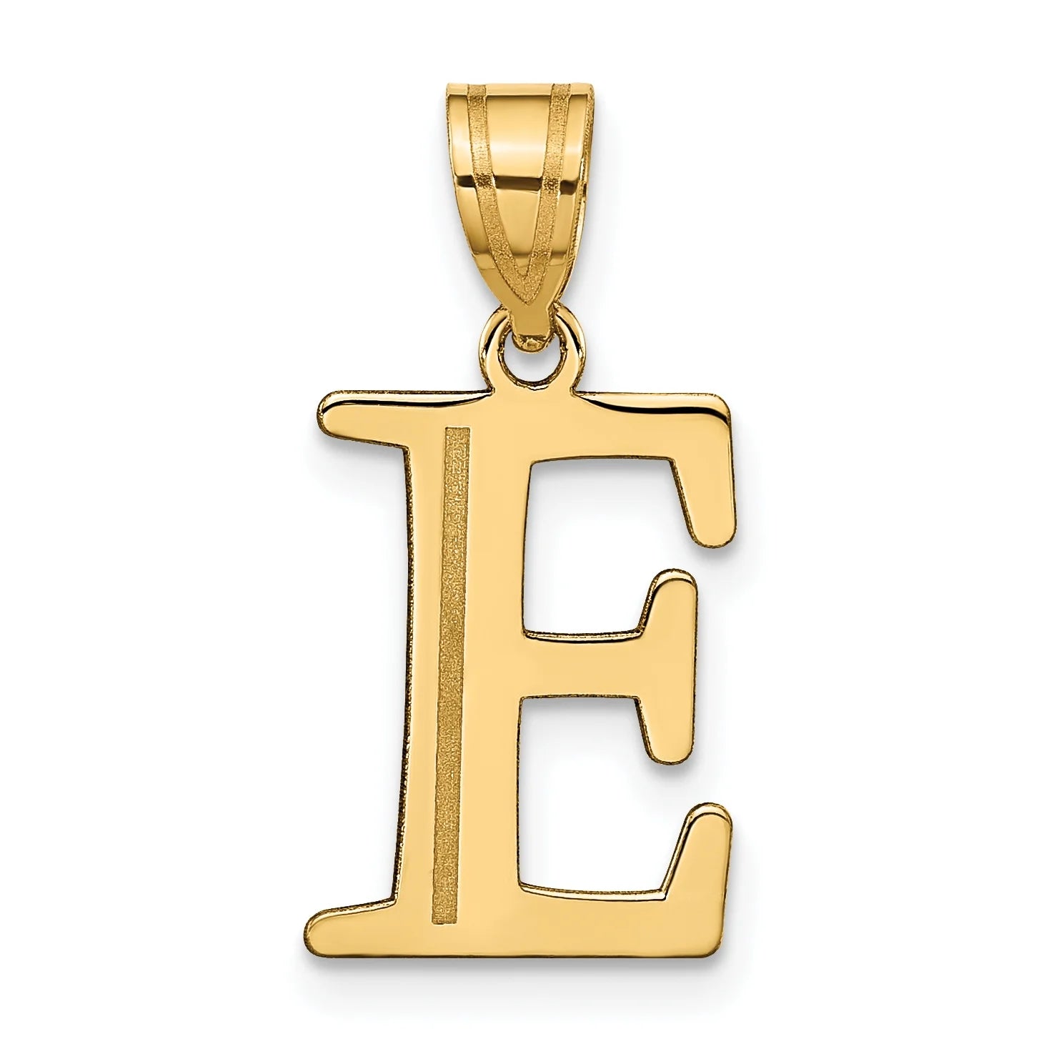 14K Yellow Gold Etched Letter E Initial Pendant Charm with 10K Yellow Gold Rope Chain Necklace 16'' D827411