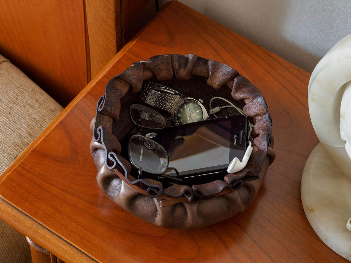 Leather Catchall Tray, Full Grain Vegetable Tanned Leather, Dark Brown M682594