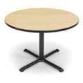 42 inch Round Table with Black Steel Base Oak Laminate Top L321901