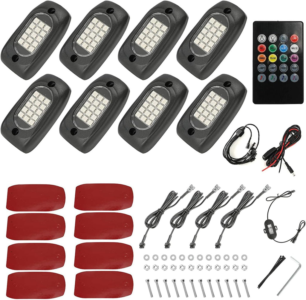8 Pods RGB LED Rock Lights with Remote Control S4447