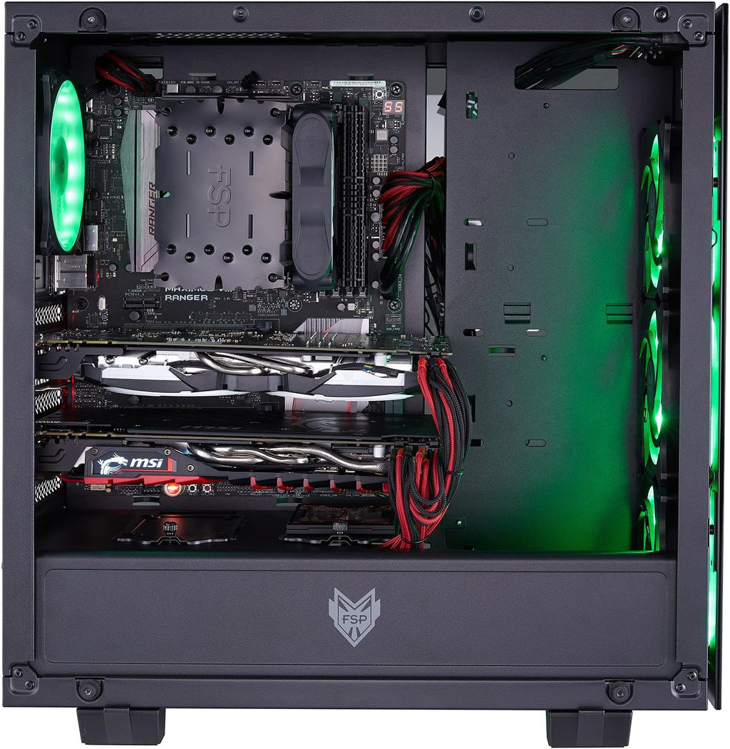 ATX Mid Tower PC Gaming Case with 3 Tempered Glass Panels U2261