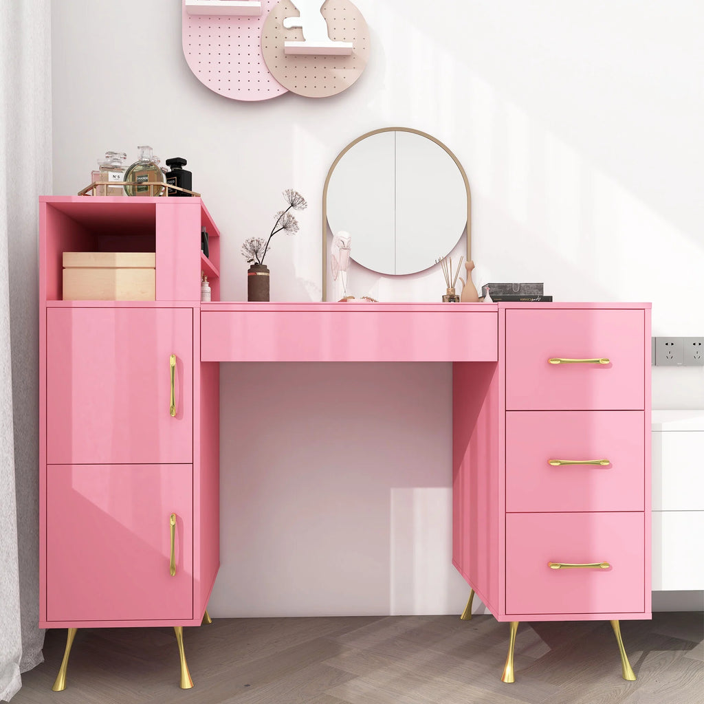 Pink 55inches Vanity Desk with 4 Drawers V113