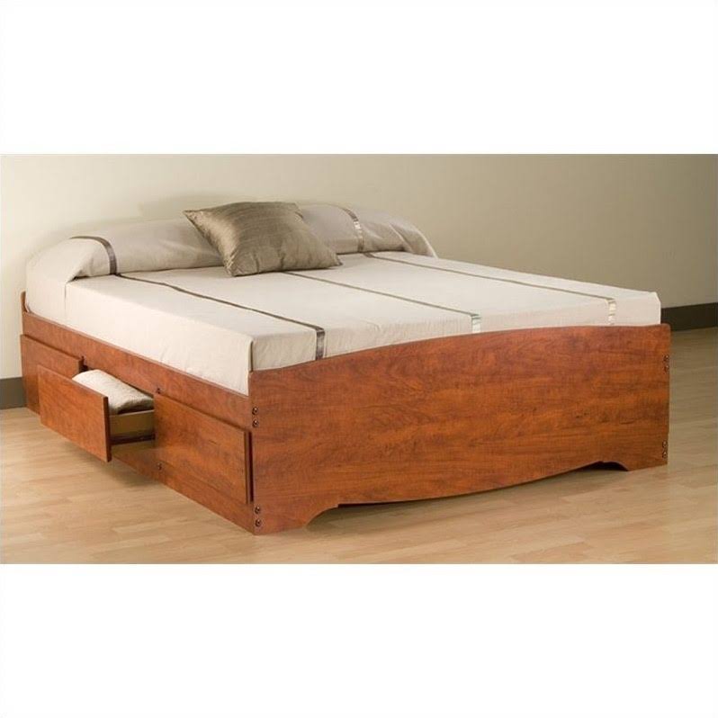 Cherry Queen Bookcase Platform Bed 3 Piece Bedroom Set V82709