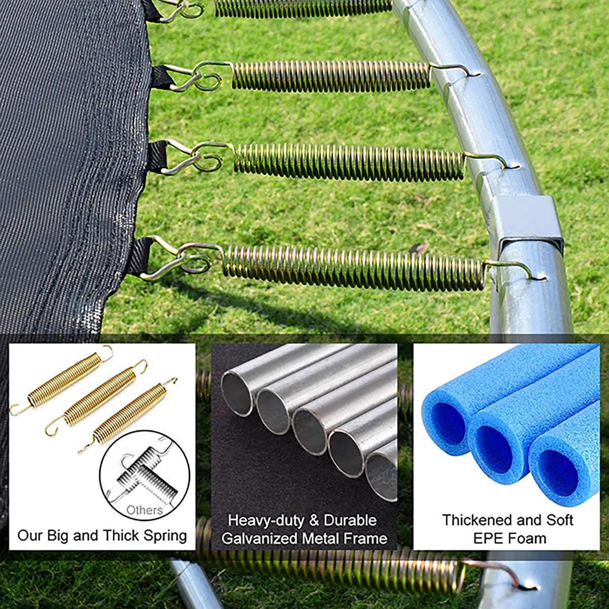 12FT Round Trampoline with Enclosure Net, Ladder, Spring Pad S777495
