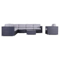 Black Wicker Sectional Set with Cushions P781115