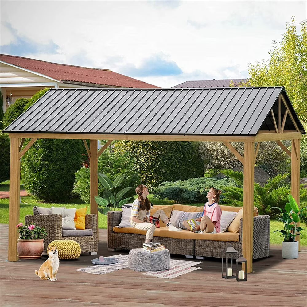 12'x14' Outdoor Aluminum Gazebo with Galvanized Steel Canopy O886