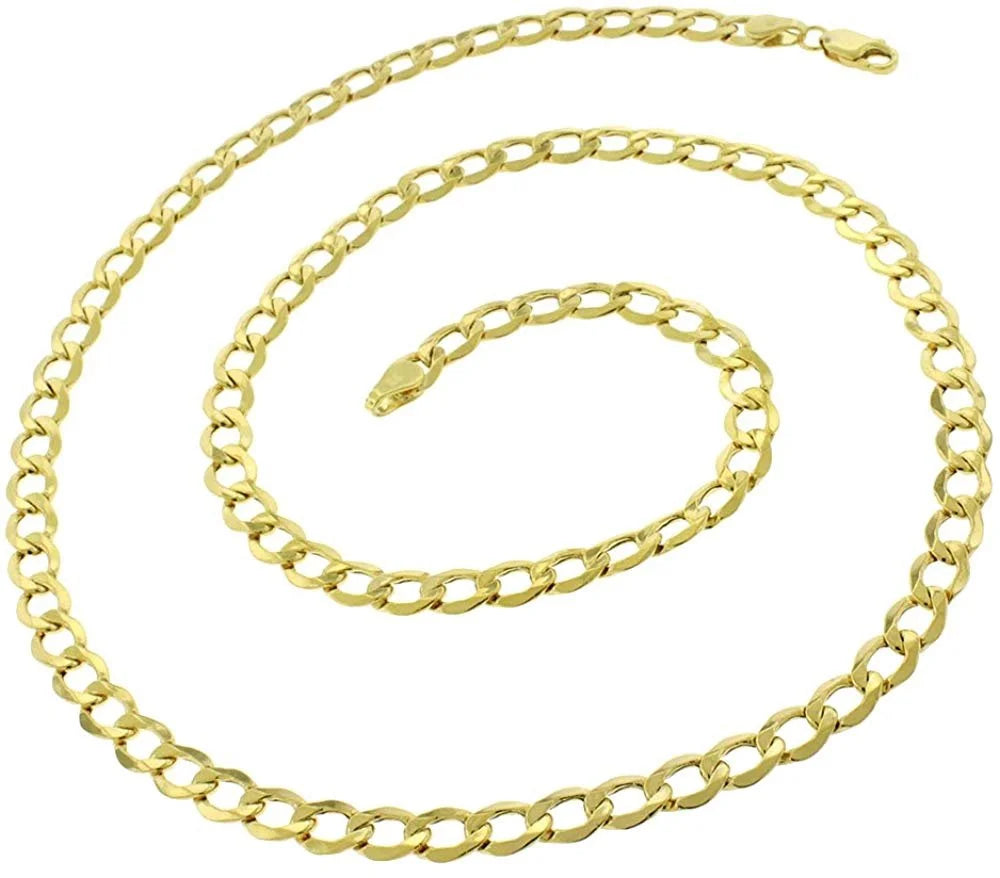 10K Yellow Gold 5.5mm Hollow Cuban Chain Necklace M43002