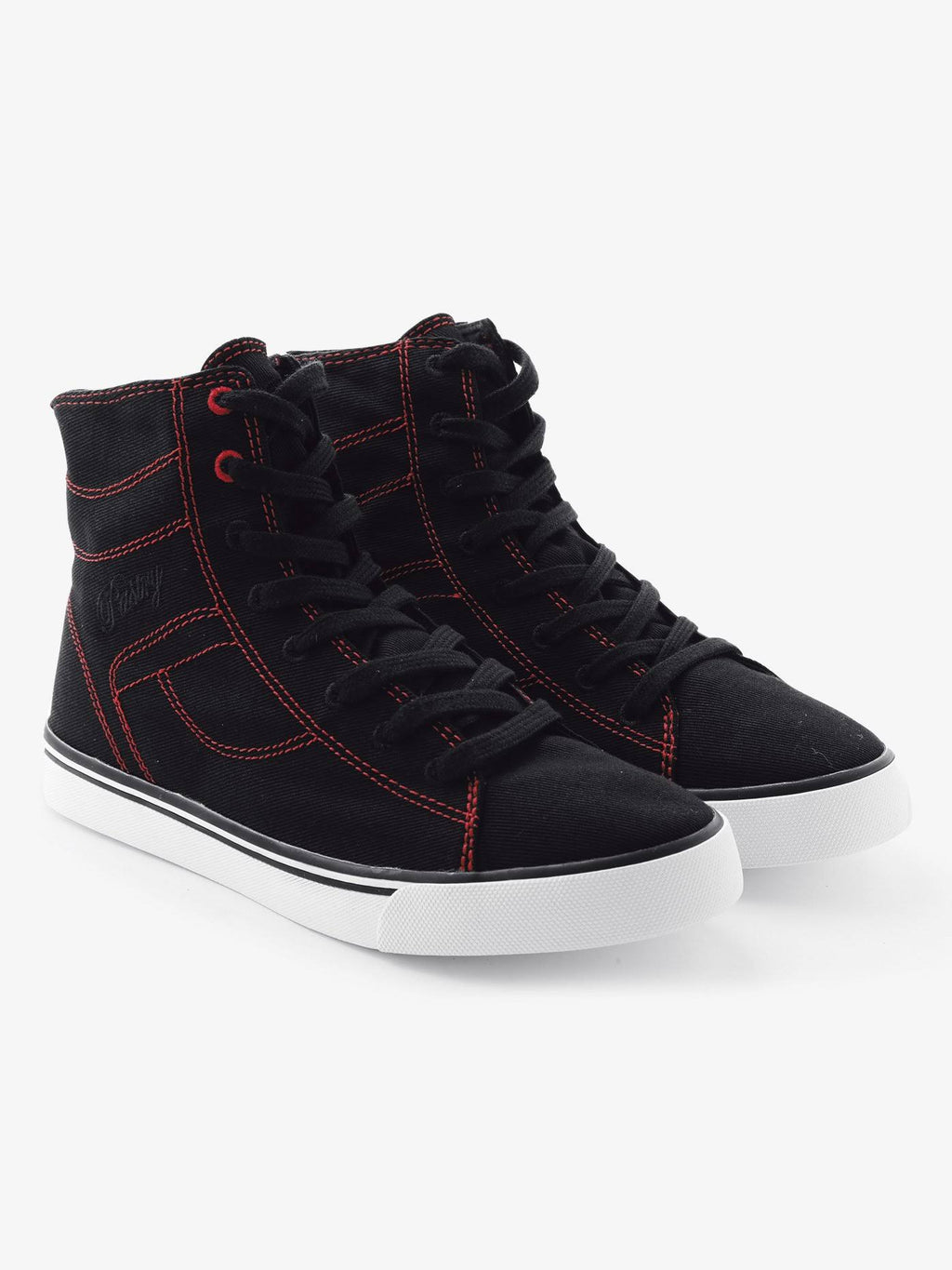 Black / Red Canvas High Tops J9997