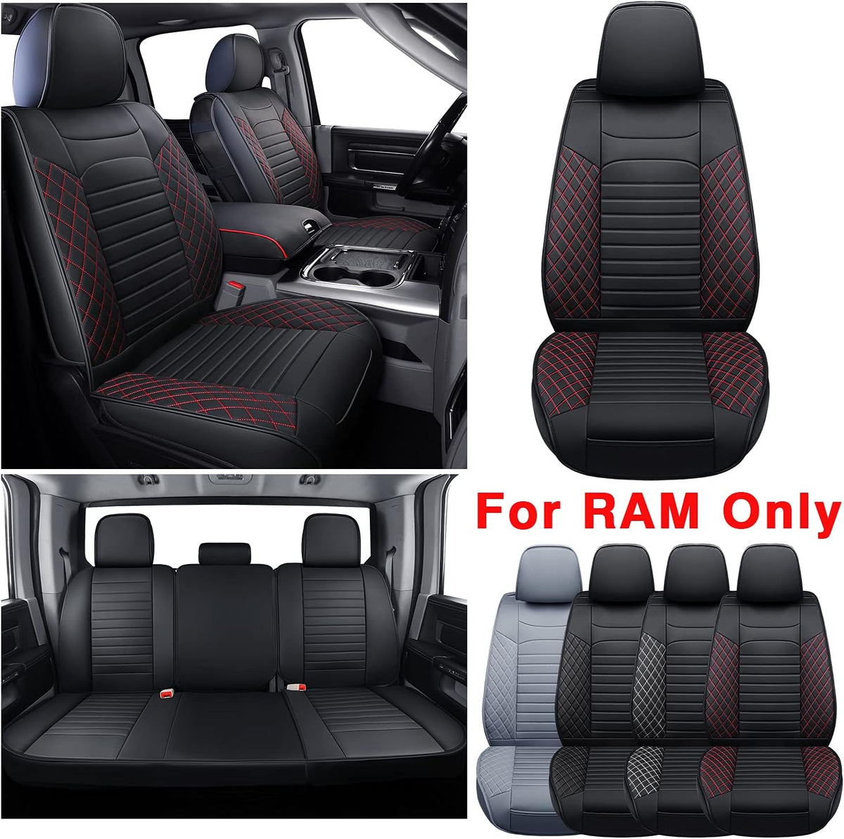 Black Waterproof Faux Leather Front Seat Covers H6884