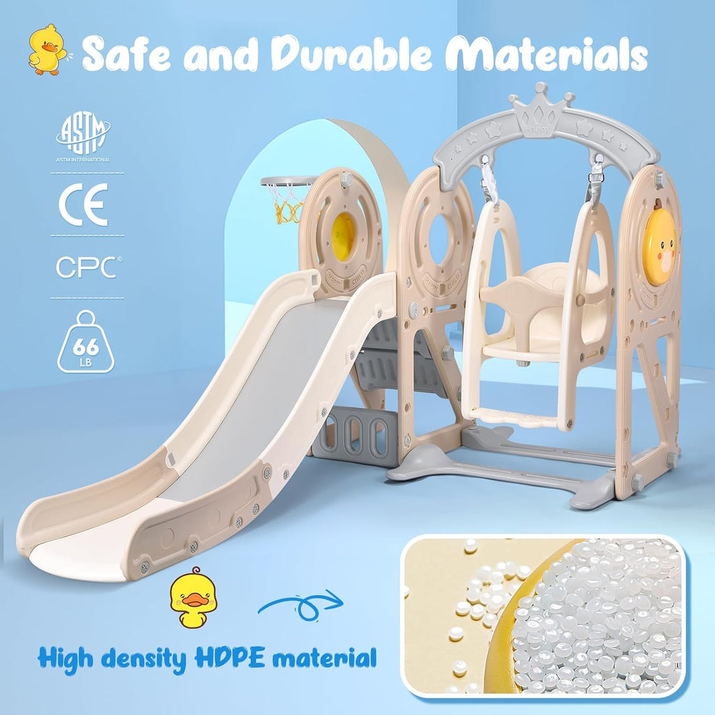 3-in-1 Kids Slide with Climber, Swing, Freestanding Playset X83964