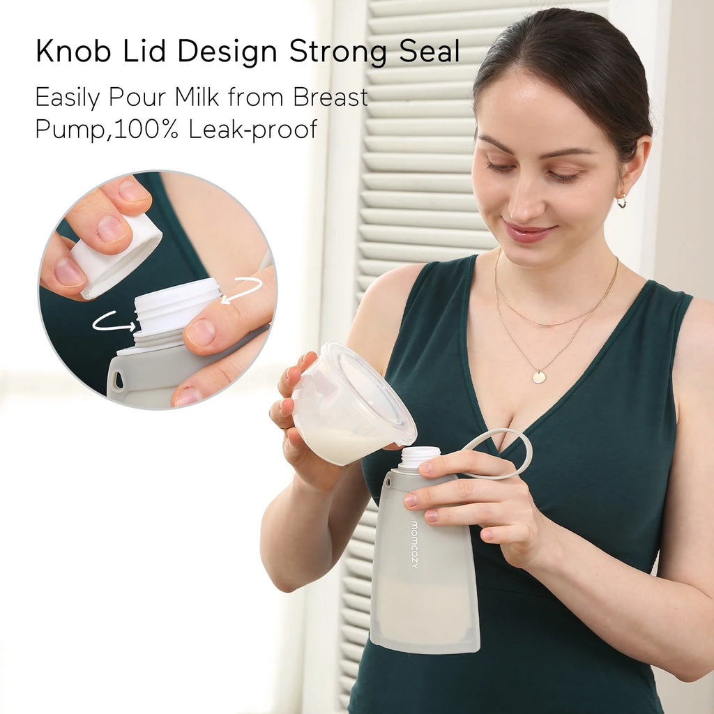 Reusable Silicone Breastmilk Storage Bags, 8.5oz/250ml 5Pcs Q3160