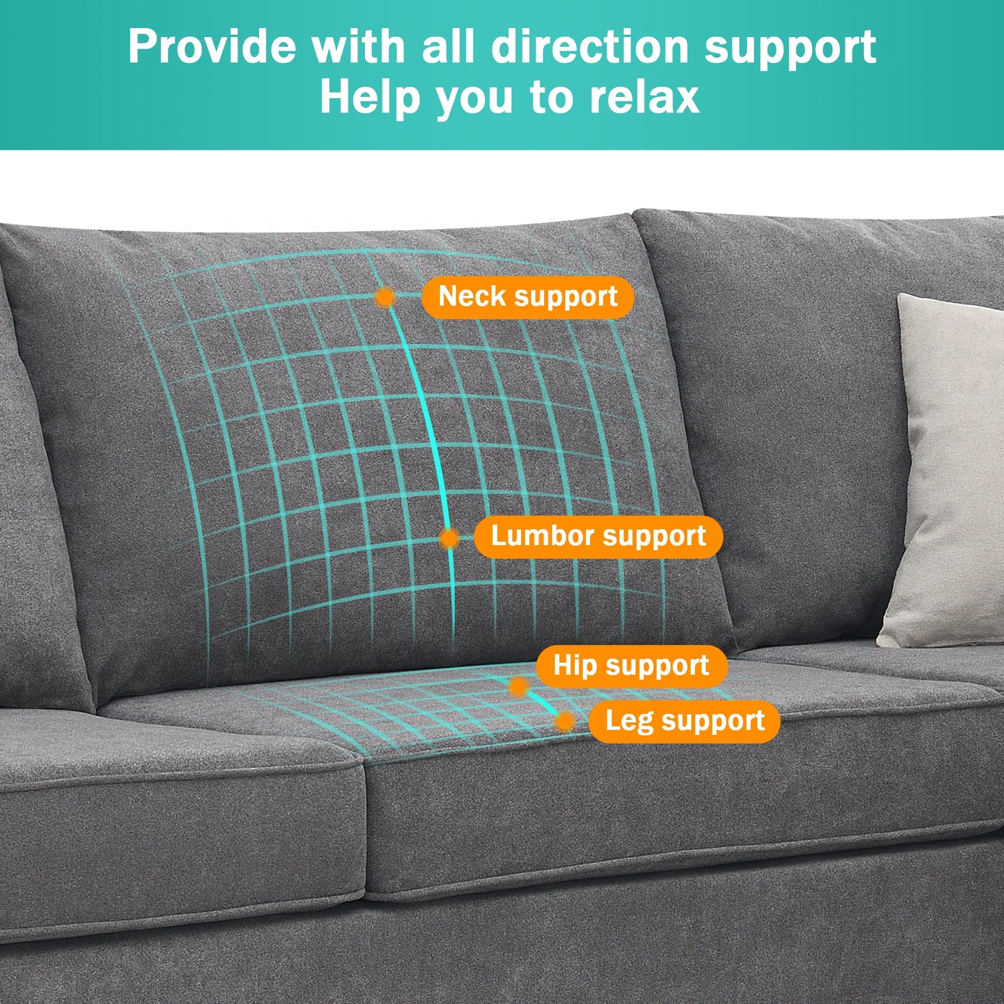 Gray Upholstered L Shaped Sectional Sofa H763818