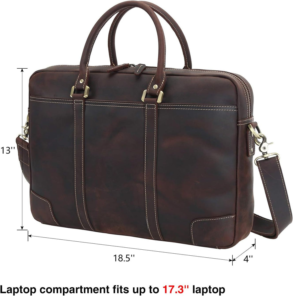 Full Grain Leather 18.5'' Laptop Briefcase Messenger Bag M23846