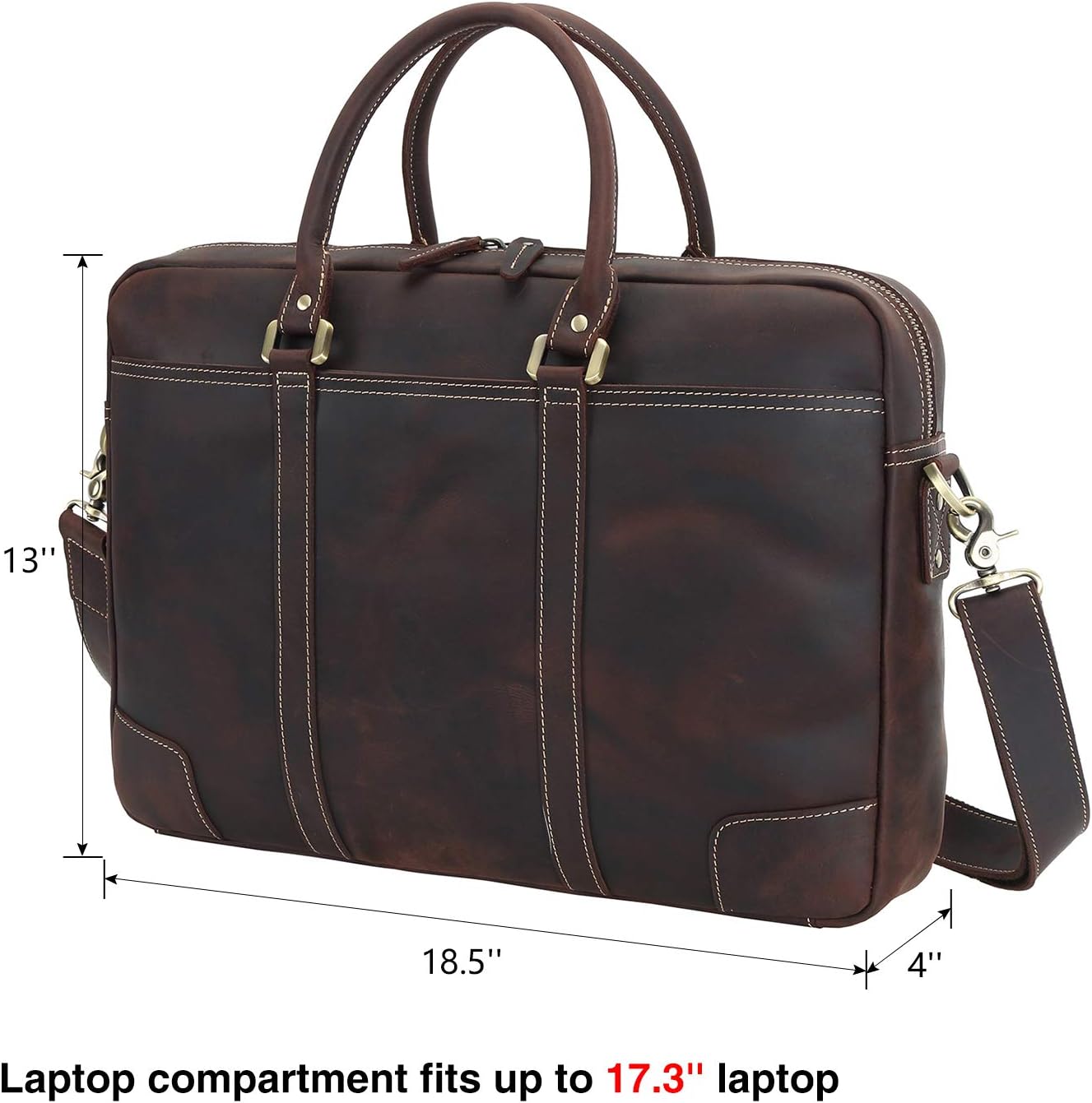 Full Grain Leather 18.5'' Laptop Briefcase Messenger Bag M23846