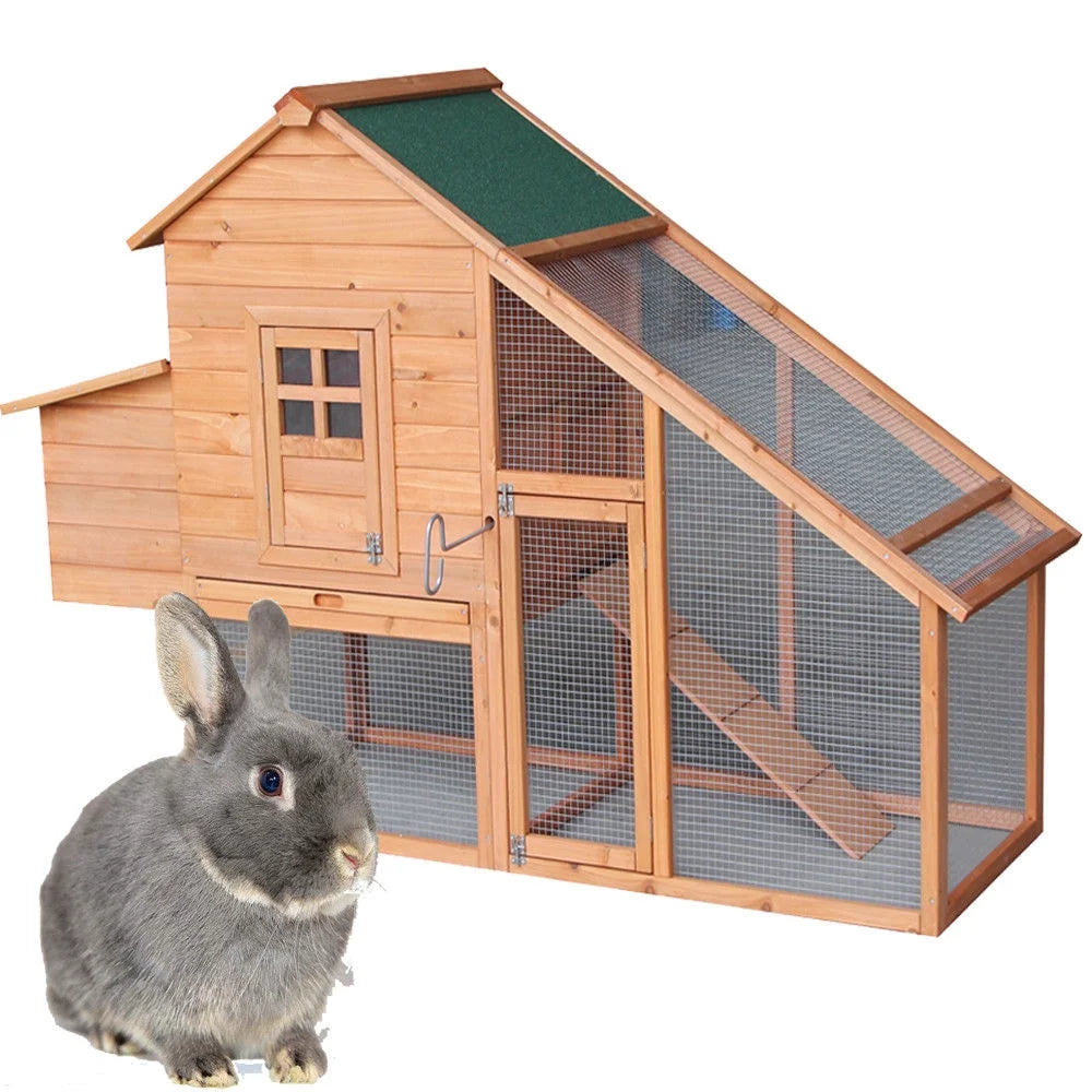 75" Waterproof Wooden Chicken Coop with Nest Box and Run N203