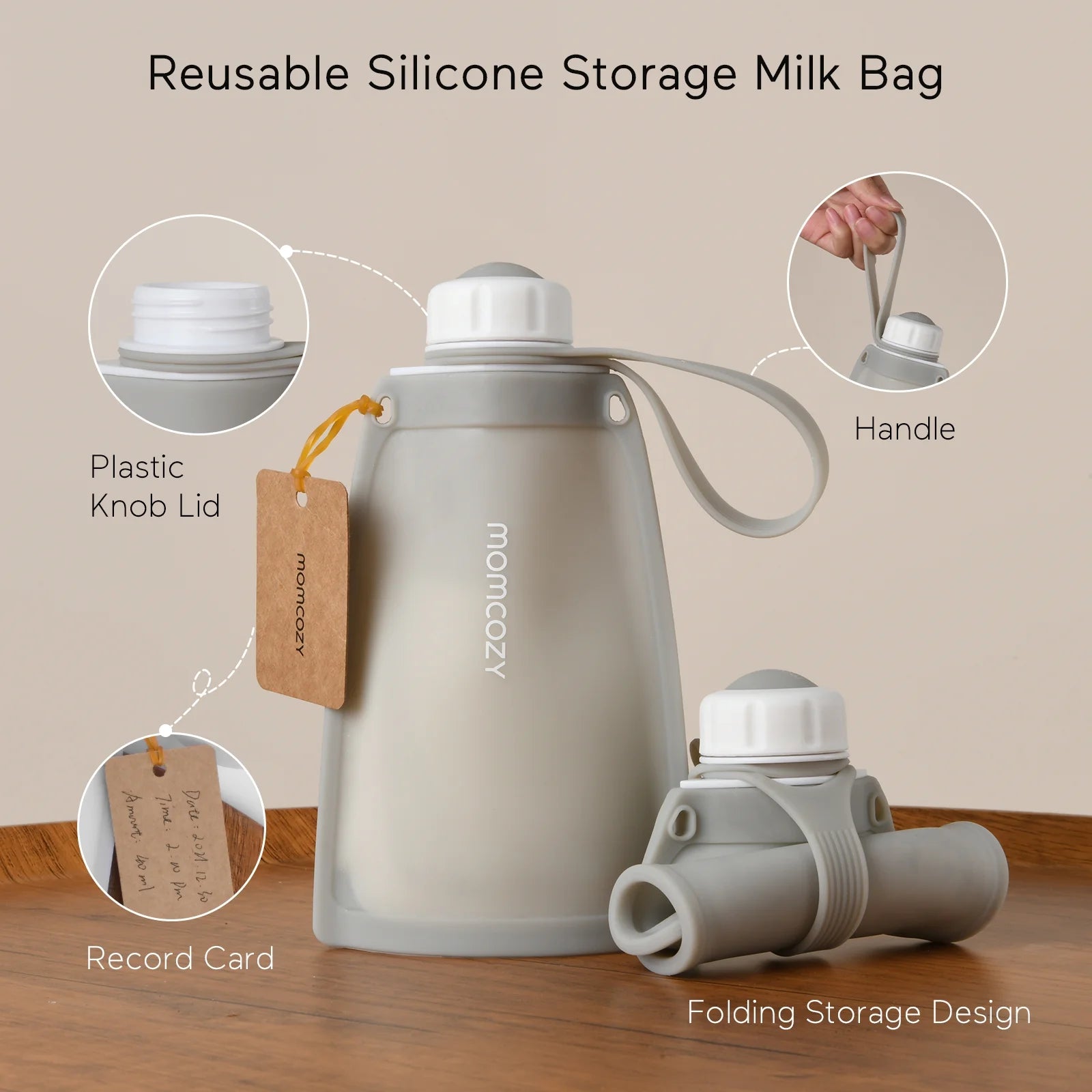 Reusable Silicone Breastmilk Storage Bags, 8.5oz/250ml 5Pcs Q3160
