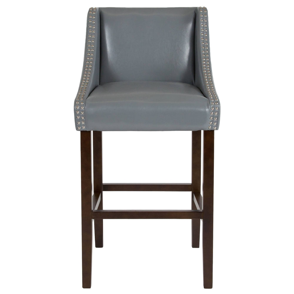Gray and Brown Contemporary Bar Height Stool with Accent Nail Trim S85407