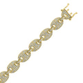 925 Sterling Silver Yellow CZ Pave 10mm 28 Inch Mariner Link Chain N8413