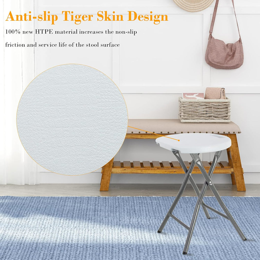 White 18 inch Set of 4 Folding Stool with Handle G128
