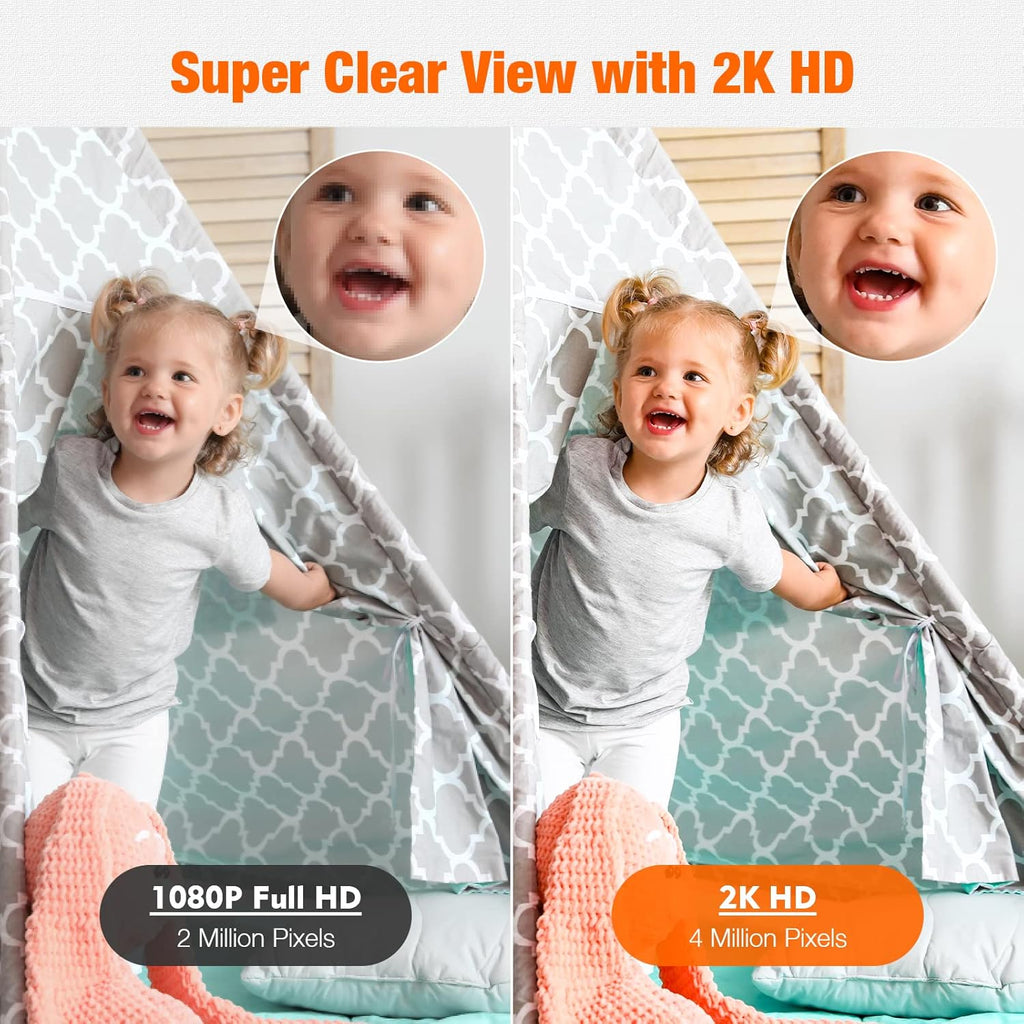 2K Indoor Baby Monitor Camera with Motion Detection, Two-Way Audio, IR Night Vision, Pack of 2 C742159