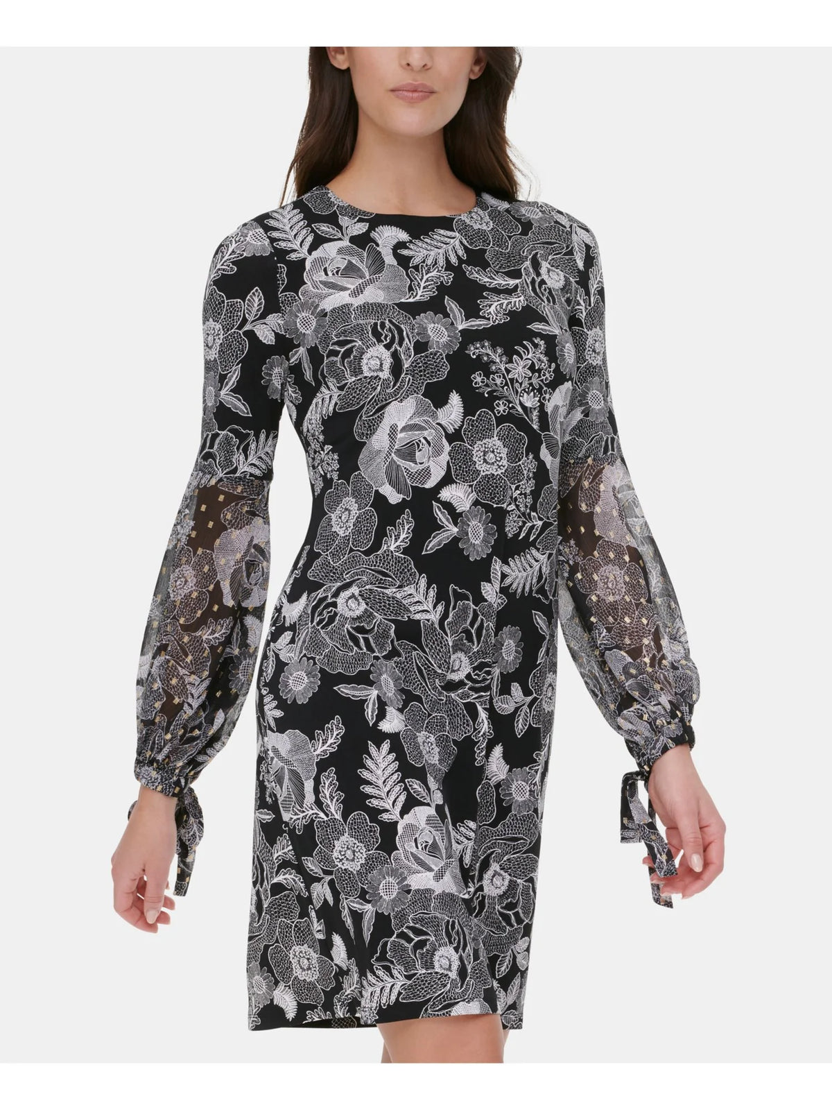 Black Floral Shift Dress Petites 2P Z91162
