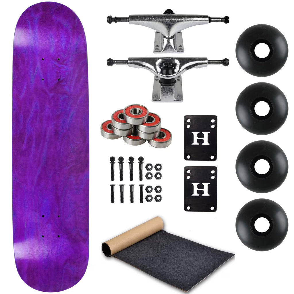 Purple 8.0" Complete Skateboard with Silver Trucks and Black Wheels L62653