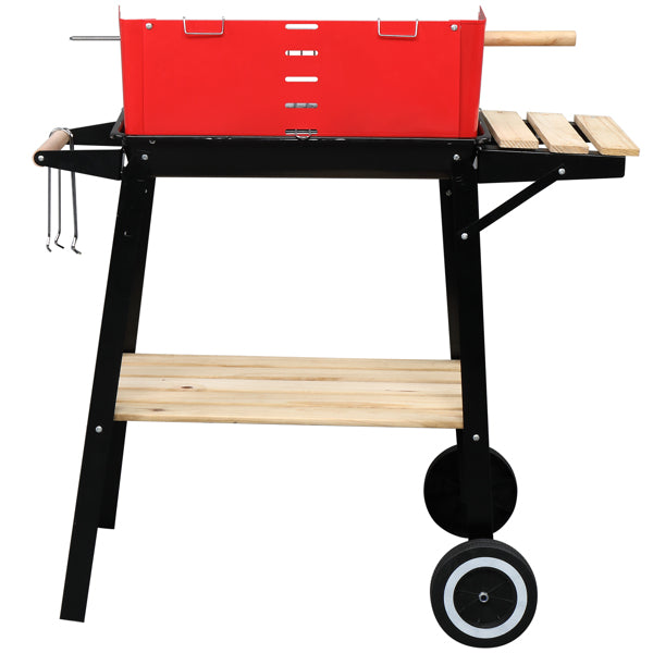 Square Enamel Charcoal Oven Black Red Z7142