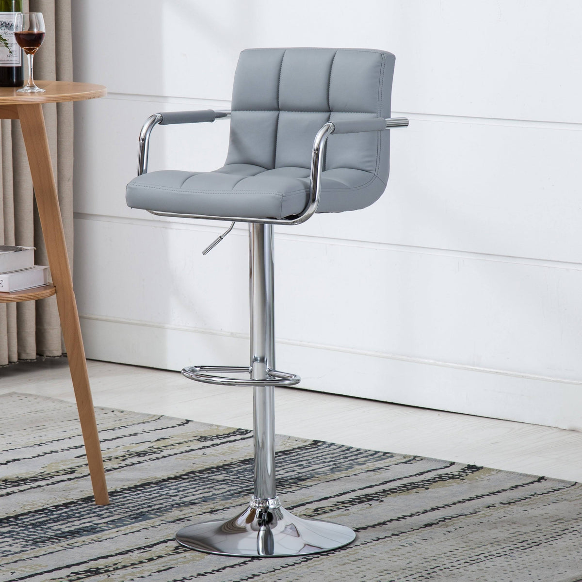 Black Faux Leather Swivel Barstools Set of 3 U288