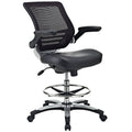 Faux Leather Mesh Drafting Stool in Black E20463