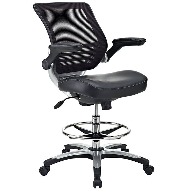 Faux Leather Mesh Drafting Stool in Black E20463