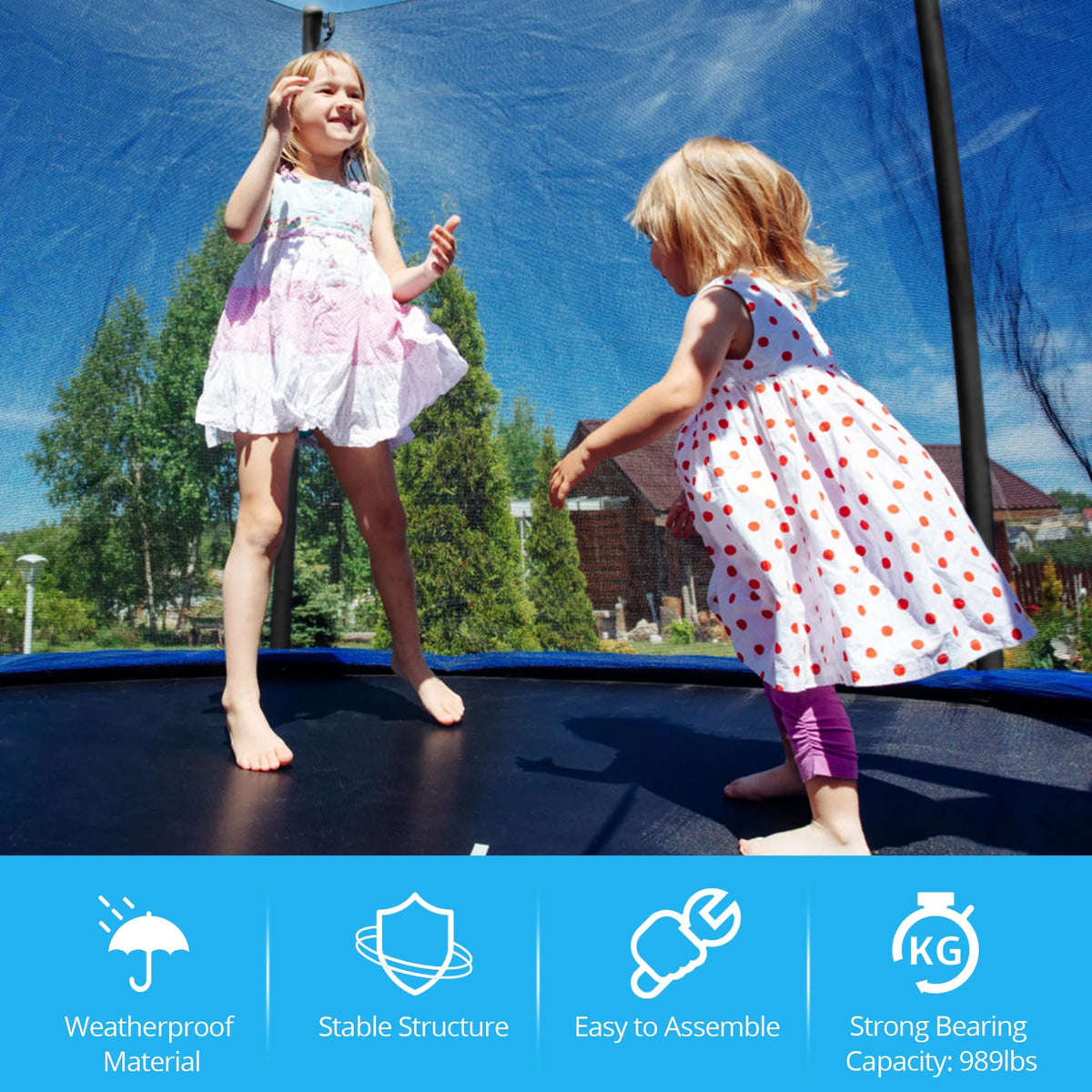 12FT Round Trampoline with Enclosure Net, Ladder, Spring Pad S777495
