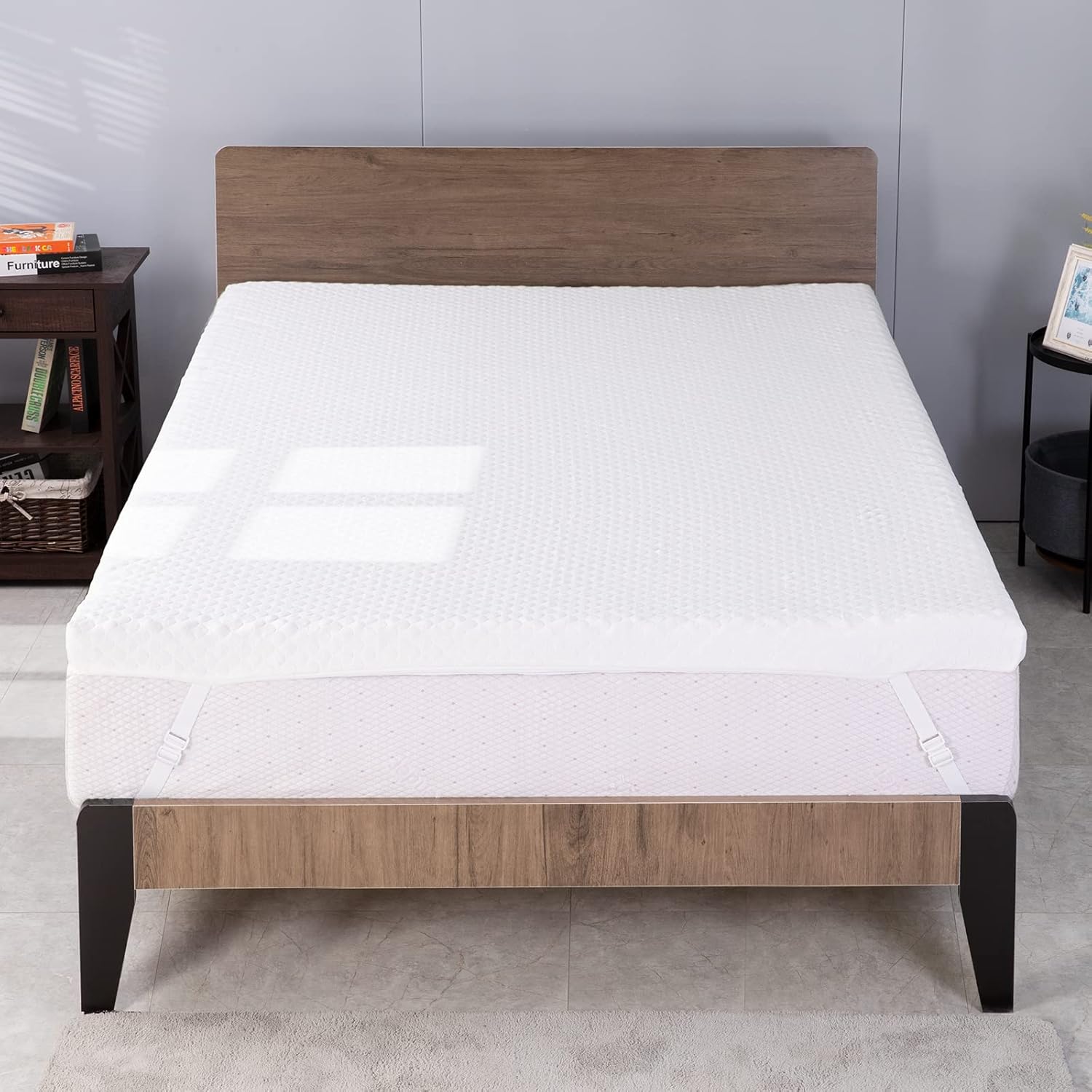 California King 3-Inch Lavender Memory Foam Mattress Topper with Removable Cover E3401