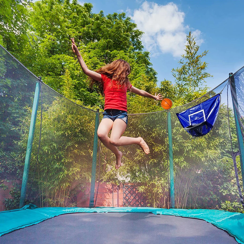 Universal Trampoline Basketball Hoop Set with Pump and Mini Basketballs P64680